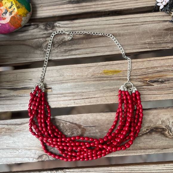 Sale‼️NWOT-Red Necklace- Red hot Bead Necklace - Picture 5 of 7